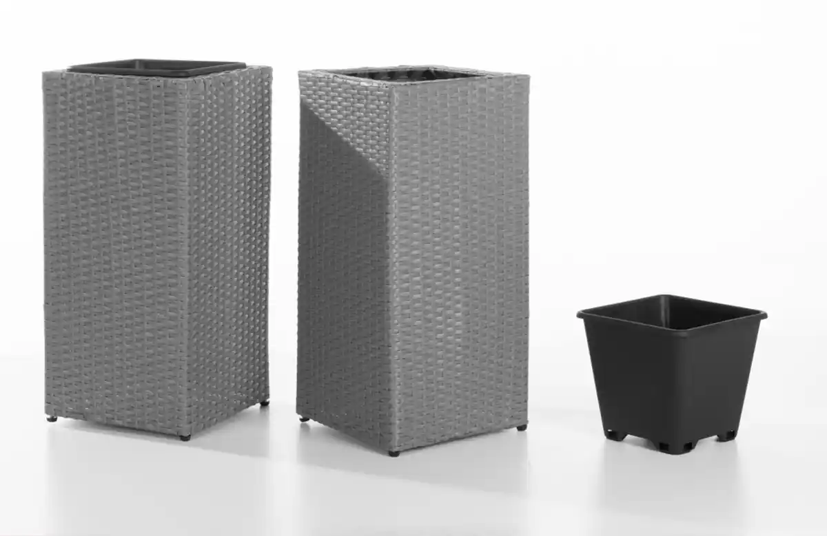 Bild 1 von Rattan Quader Pflanzkübel - Grau, 2er-Set