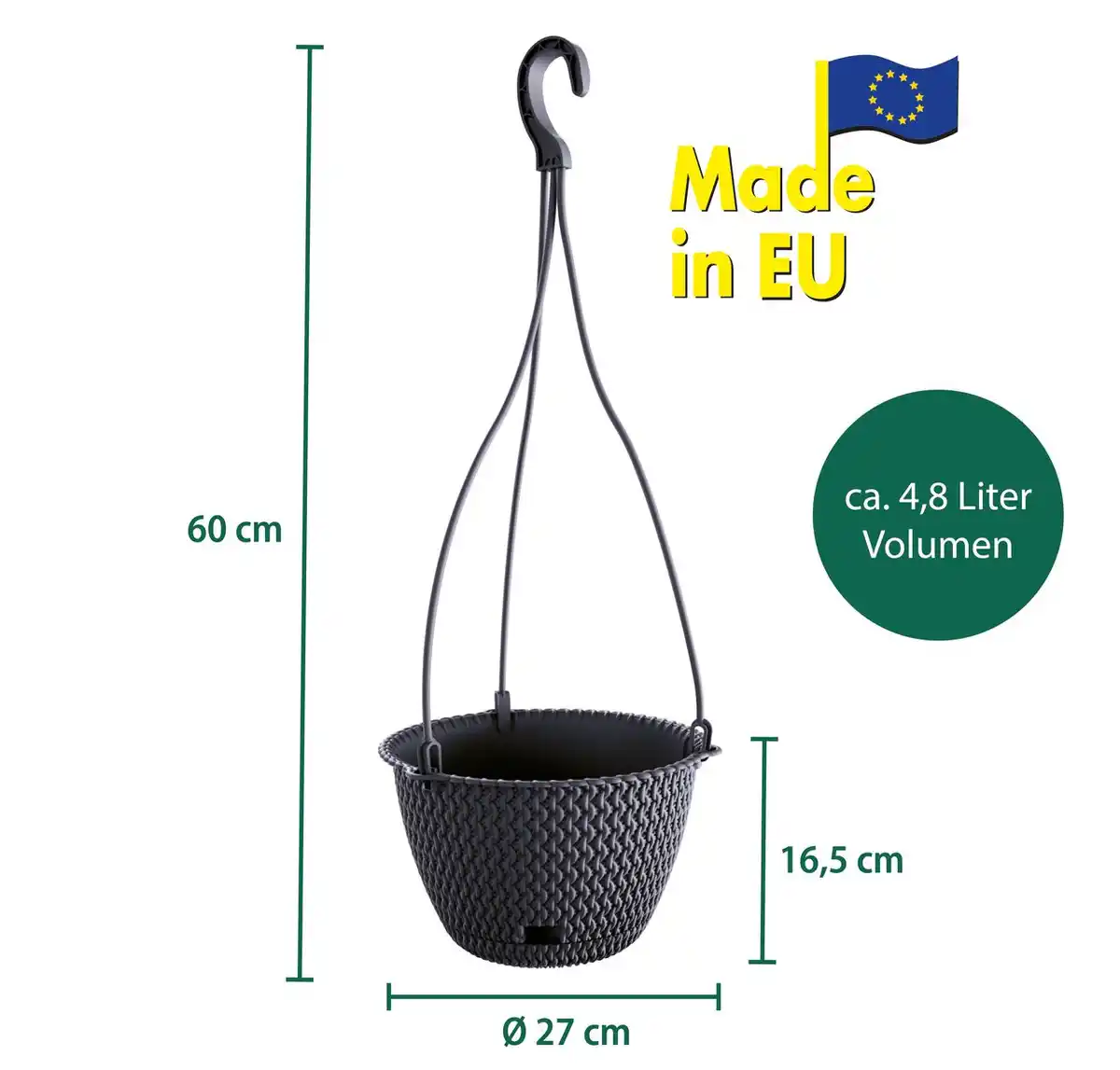 Bild 2 von Strickoptik-Hängetopf - Anthrazit