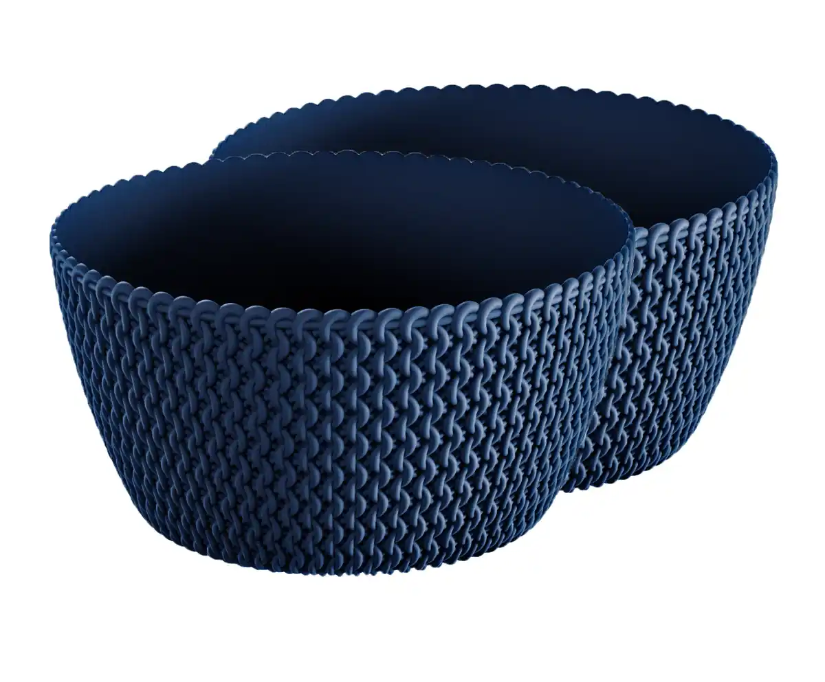 Bild 1 von Strickoptik-Blumentopf, Anthrazit - 2er-Set