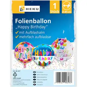 Folienballon Happy Birthday mit Aufblashalm