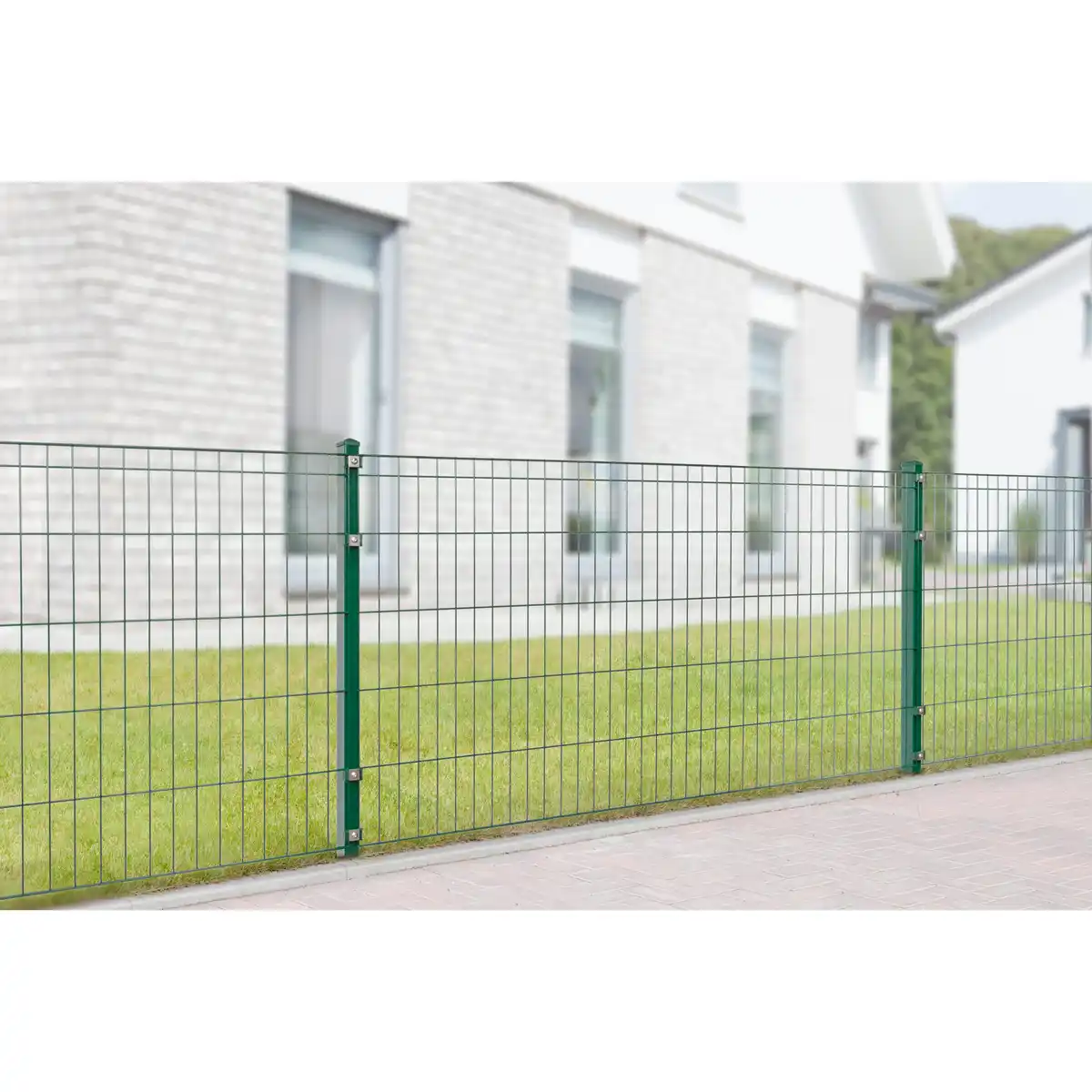 Bild 1 von deutsche zauntechnik Doppelstabmattenzaun-Set 'Michl' moosgrün 1400 x 100 cm
