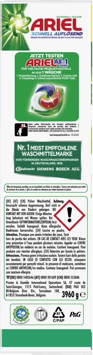Bild 2 von Ariel Vollwaschmittel Pulver Regulär, 72 WL