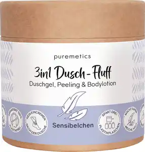 puremetics 3in1 Dusch-Fluff Sensibelchen mit Zuckerpeeling, 250 g