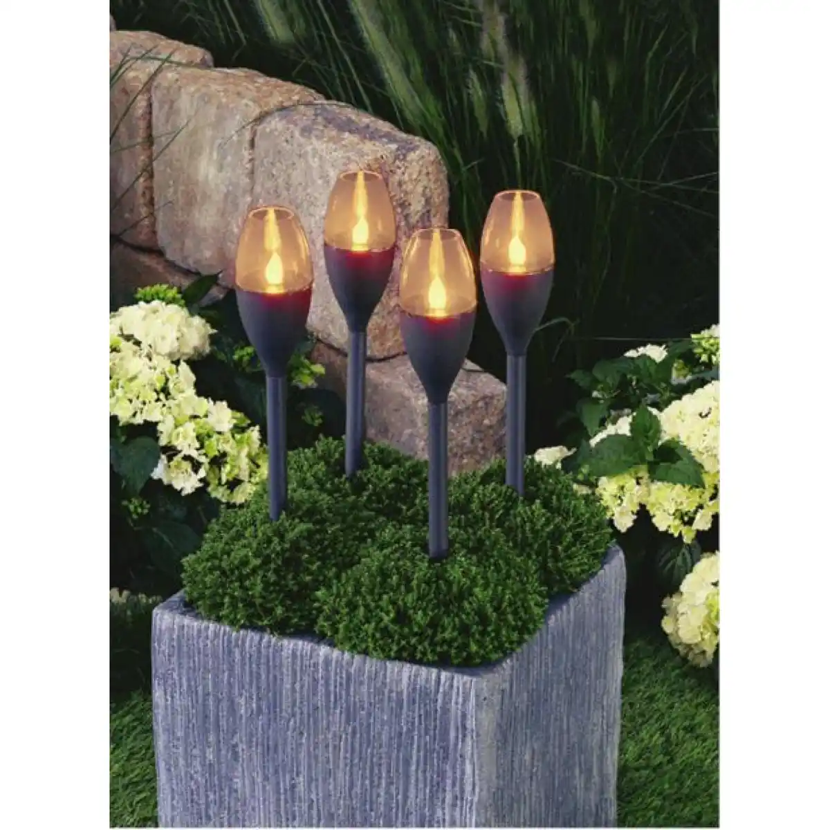 Bild 1 von toom LED-Solarfackel-Set 4-teilig, schwarz/orange