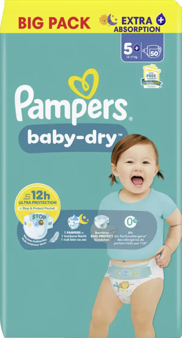 Bild 1 von Pampers Baby Dry Windeln Gr.5 Junior Plus 12-17kg Big Pack