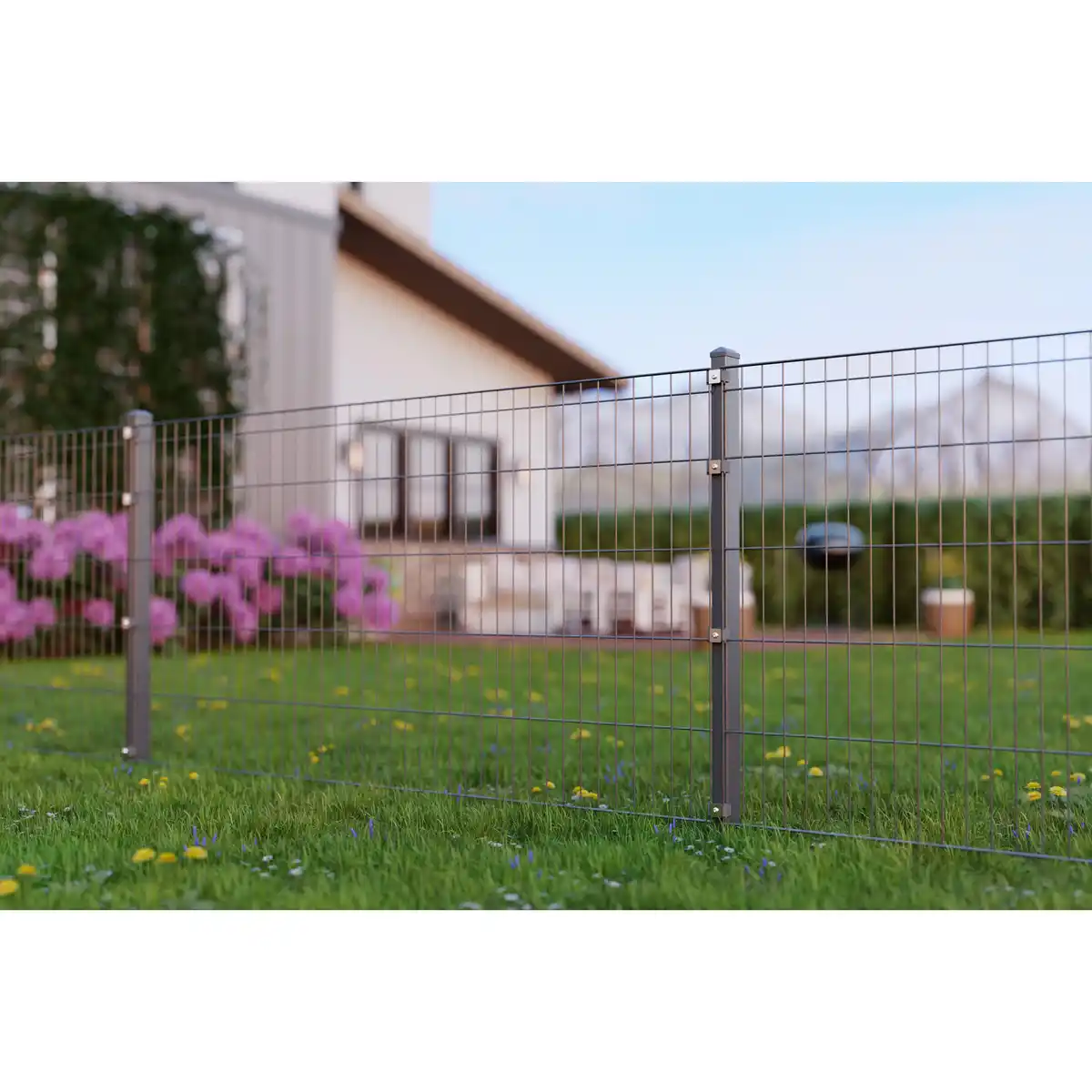 Bild 1 von deutsche zauntechnik Doppelstabmattenzaun-Set 'Michl' anthrazitgrau 400 x 120 cm