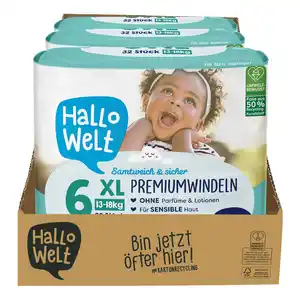 Hallo Welt Windeln Gr. 6 XL 32 Stück, 3er Pack