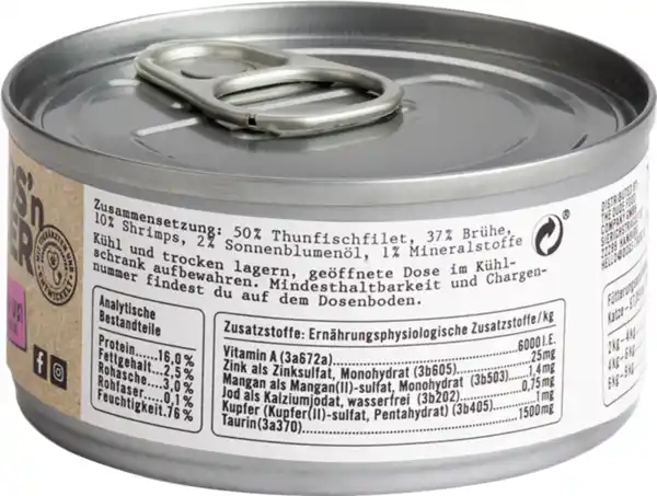 Bild 2 von Dogs'n Tiger Naschkatze Thunfischfilet und Shrimps, 70 g