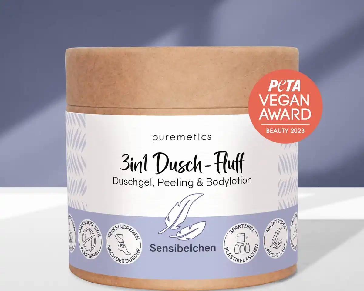 Bild 2 von puremetics 3in1 Dusch-Fluff Sensibelchen mit Zuckerpeeling, 250 g