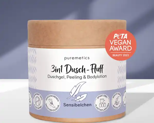 Bild 2 von puremetics 3in1 Dusch-Fluff Sensibelchen mit Zuckerpeeling, 250 g