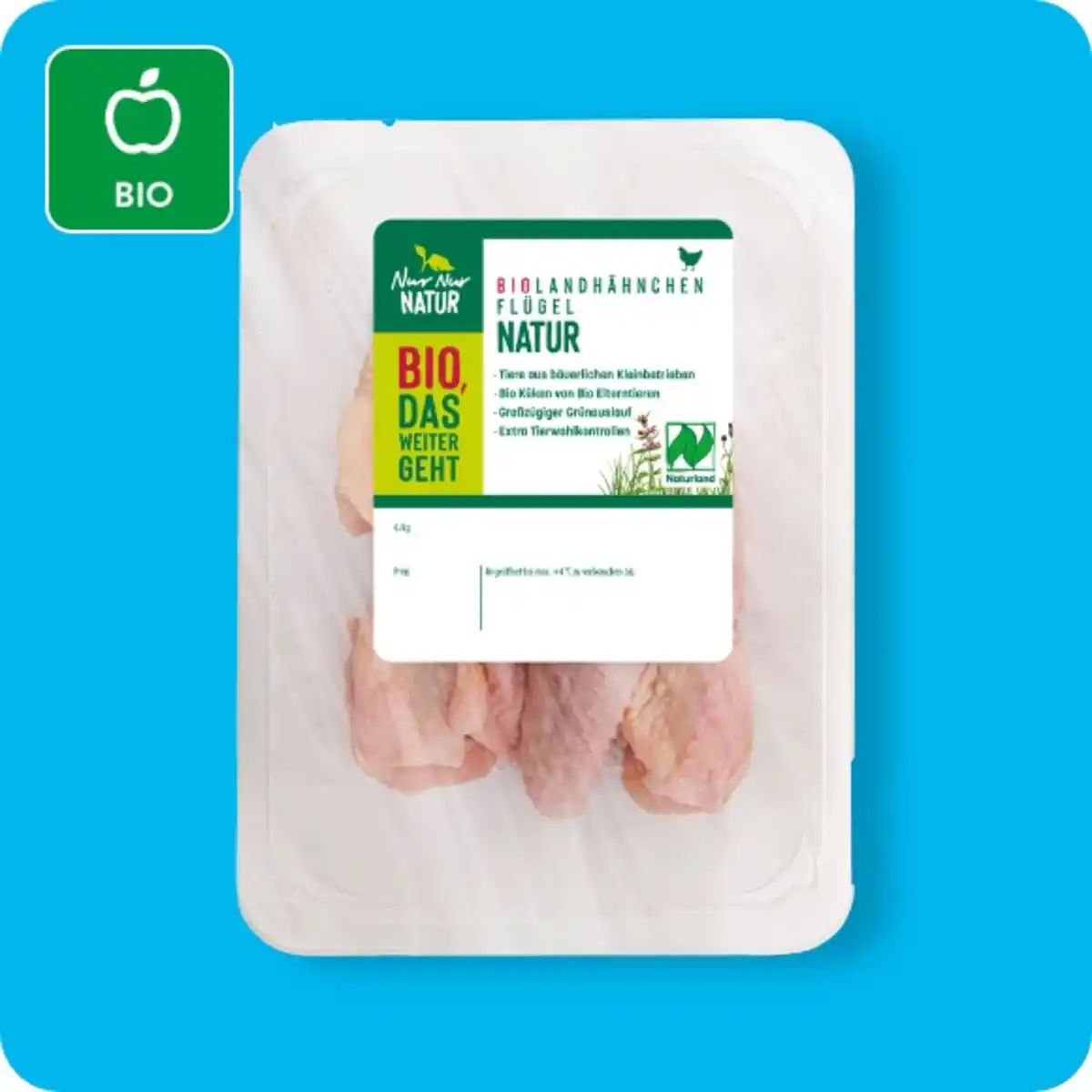 Bild 1 von NUR NUR NATUR Bio-Landhähnchen-Flügel⁷, Gewürzt – 100 % natürliche Inhaltsstoffe oder Natur