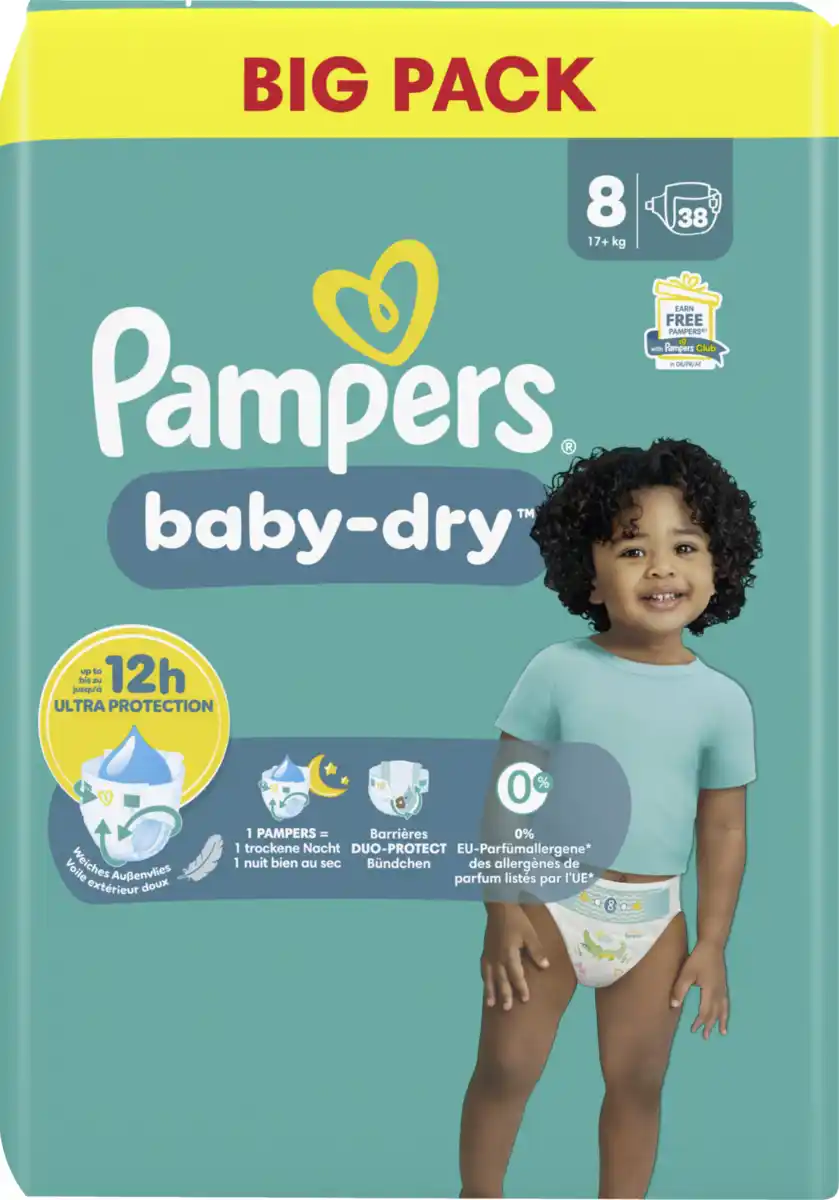 Bild 1 von Pampers Baby Dry Windeln Gr.8 Extra Large 17kg Big Pack