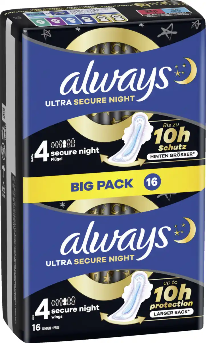 Bild 2 von Always Ultra Secure Night Binden mit Flügeln BigPack