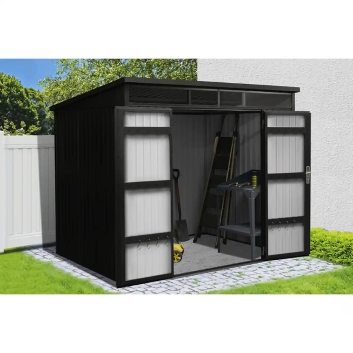 Bild 1 von Mr. GARDENER Gerätehaus, Metall, BxHxT: 237 x 201 x 186 cm (Außenmaße inkl. Dachüberstand)