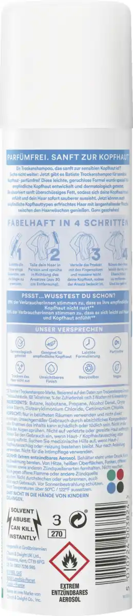 Bild 2 von Batiste Trockenshampoo Sensitive, 200 ml