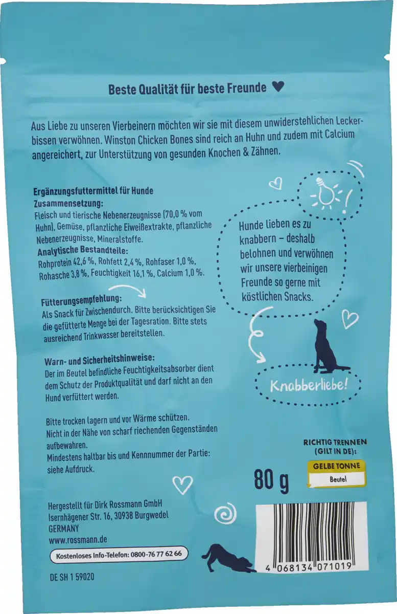 Bild 2 von Winston Chicken Bones reich an Huhn mit Calcium, 80 g
