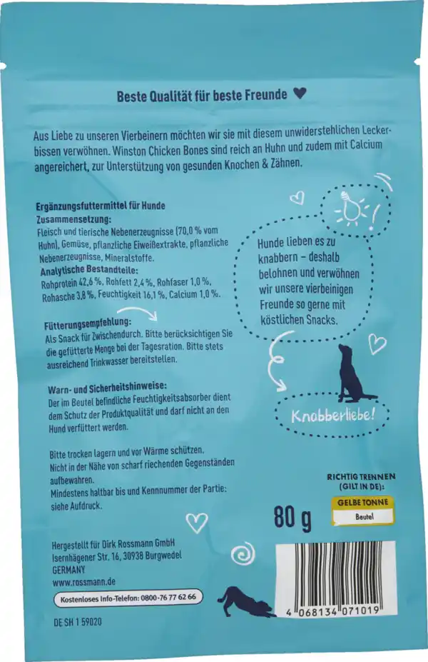 Bild 2 von Winston Chicken Bones reich an Huhn mit Calcium, 80 g