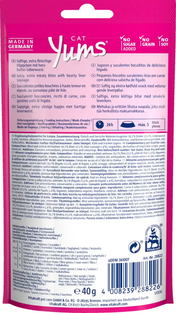 Bild 2 von Vitakraft Cat Yums + Leberwurst, 40 g