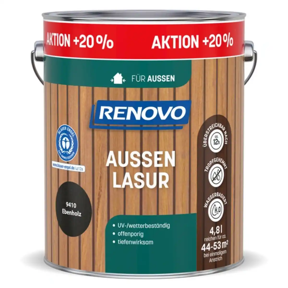 Bild 1 von RENOVO Aussenlasur, seidenglänzend, 4,8 l, ebenholz