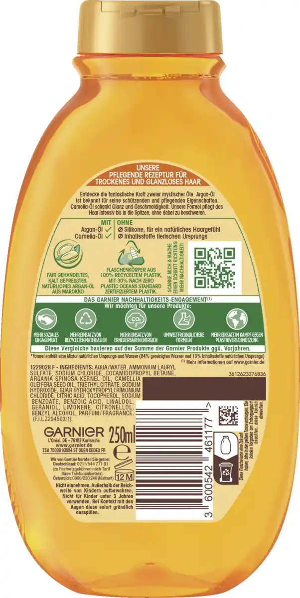 Bild 2 von Garnier Wahre Schätze Shampoo Argan & Camelia-Öl Trockenes & Glanzloses Haar, 250 ml
