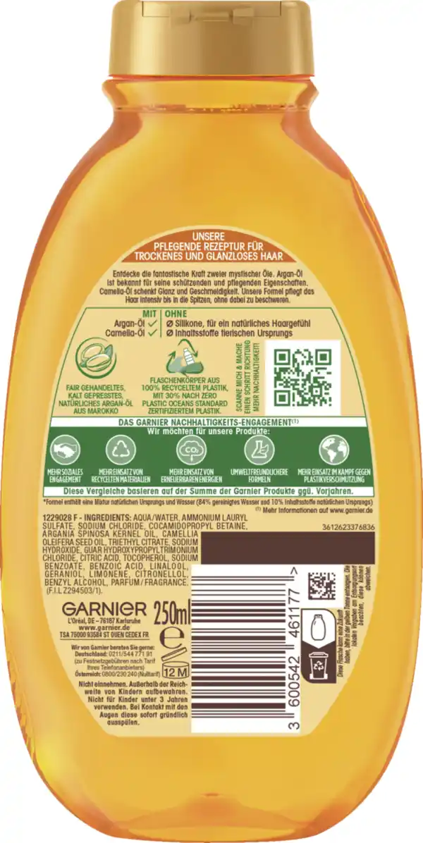 Bild 2 von Garnier Wahre Schätze Shampoo Argan & Camelia-Öl Trockenes & Glanzloses Haar, 250 ml