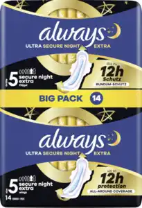 Always Ultra Secure Night Extra Binden mit Flügeln BigPack