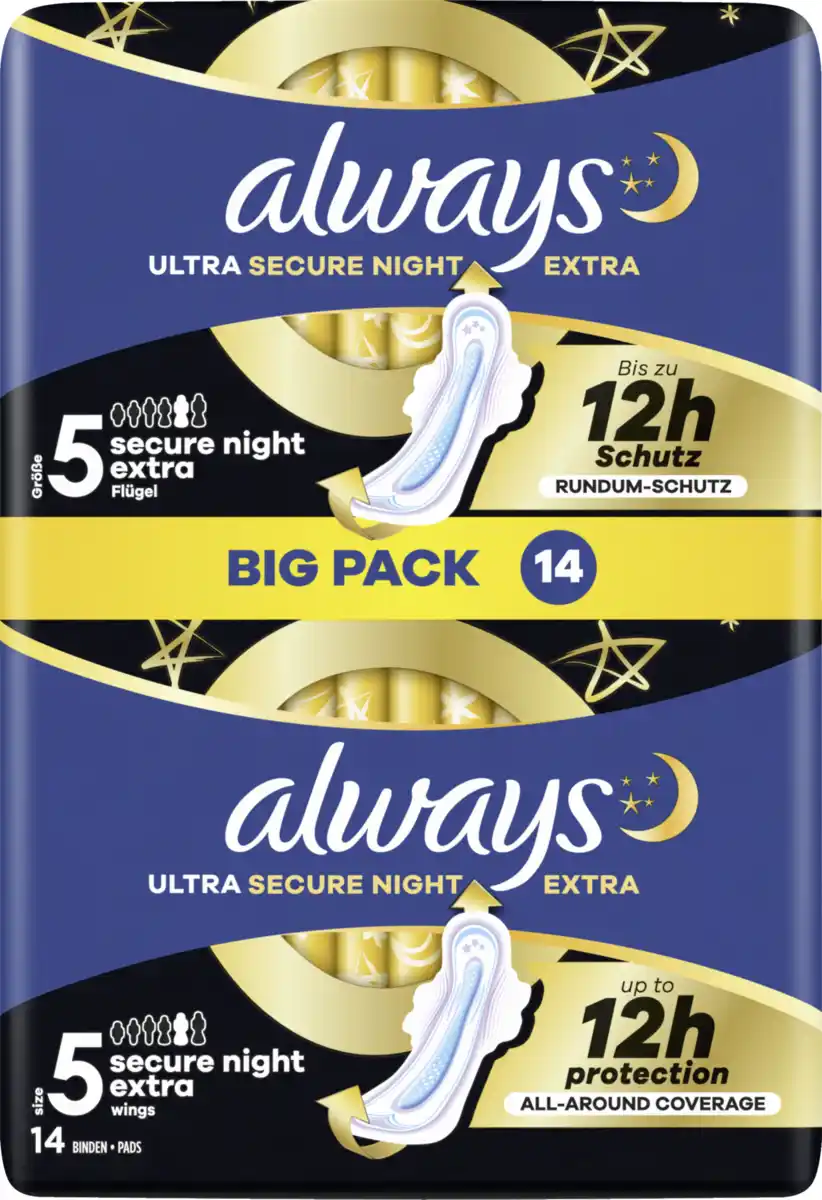 Bild 1 von Always Ultra Secure Night Extra Binden mit Flügeln BigPack