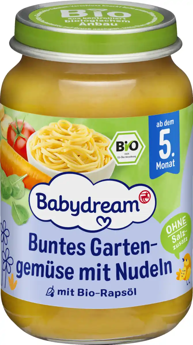 Bild 1 von Babydream Bio Buntes Gartengemüse mit Nudeln, 190 g