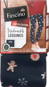 Fascino Leggings XMAS mit Weihnachts-Muster blau Gr. 42/44