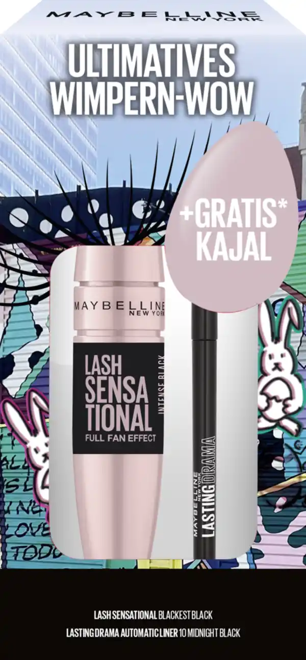 Bild 1 von Maybelline New York Lash Sensational Voller-Wimpern-Fächer Mascara Intense Black & Expression Kajal Eyeliner Black Set