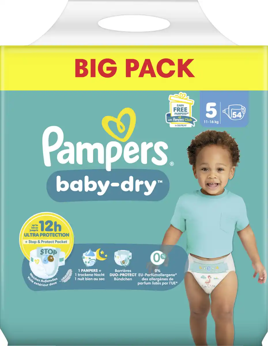 Bild 1 von Pampers Pampers BABY DRY Windeln Gr5 Junior 11-16kg BigPack 54 ST