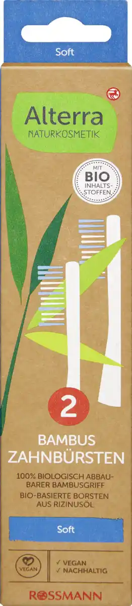 Bild 1 von Alterra NATURKOSMETIK Doppelpack Bambus Zahnbürsten Soft