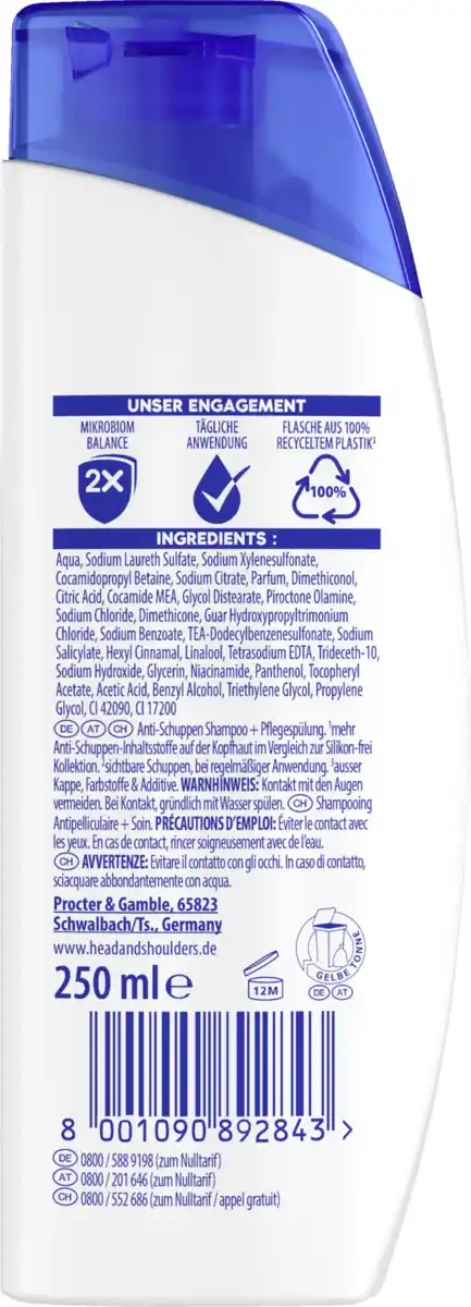 Bild 2 von head & shoulders Anti-Schuppen Shampoo & Pflegespülung 2in1 Classic Clean, 250 ml
