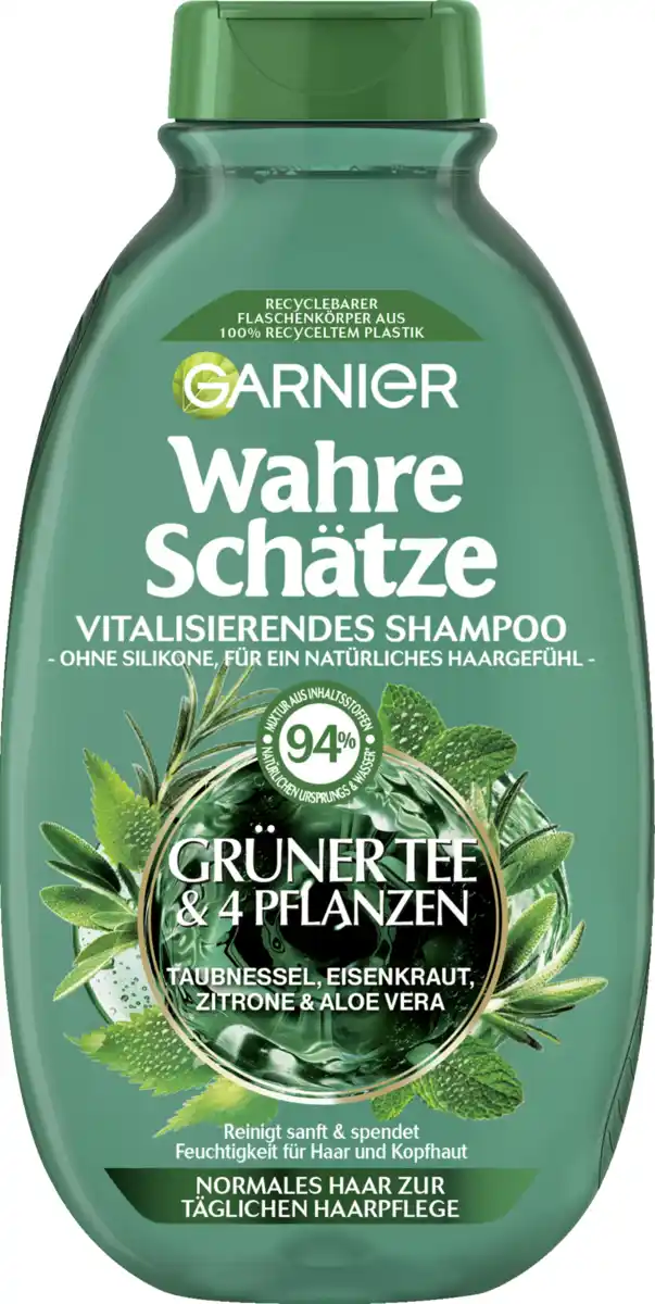 Bild 1 von Garnier Wahre Schätze Shampoo Grüner Tee & 4 Pflanzen Normales Haar, 250 ml