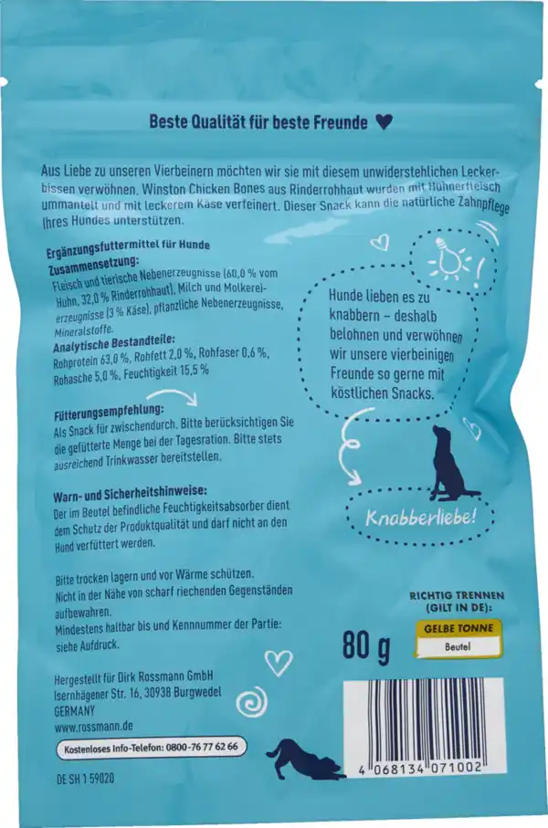 Bild 2 von Winston Chicken Bones reich an Huhn und mit Käse, 80 g