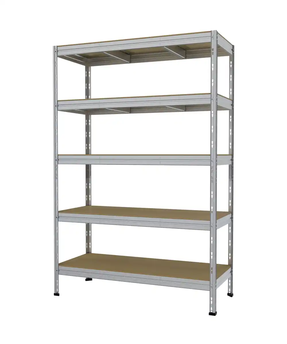 Bild 1 von Metallsteckregal L 180 x 120 x 50 cm 5 Holzböden 875 kg, silber