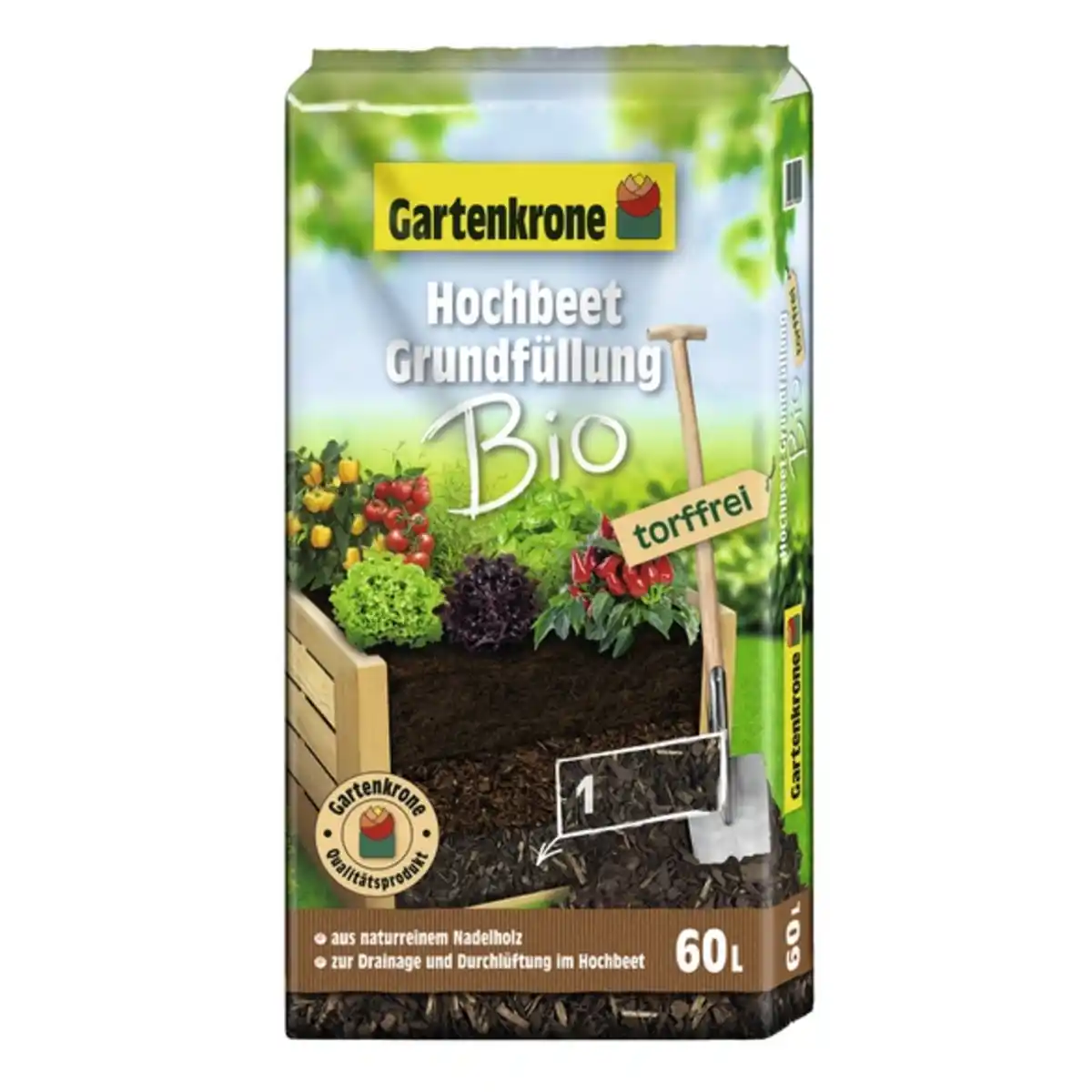 Bild 1 von Gartenkrone Hochbeet-Grundfüllung, 1 Sack, Bio-Qualität, braun
