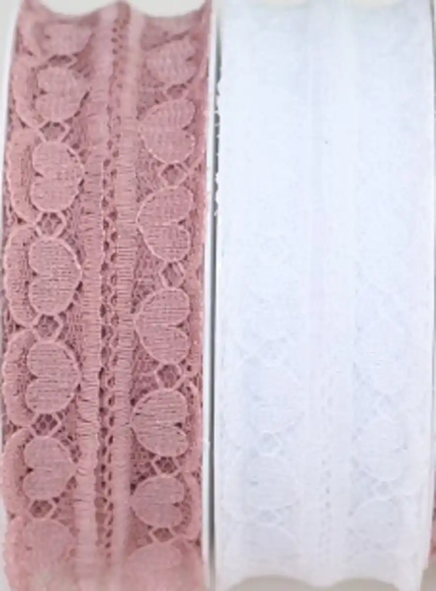 Bild 1 von DEKOWELT Spitze Rosa, weiß 25mm/3m, 3 m