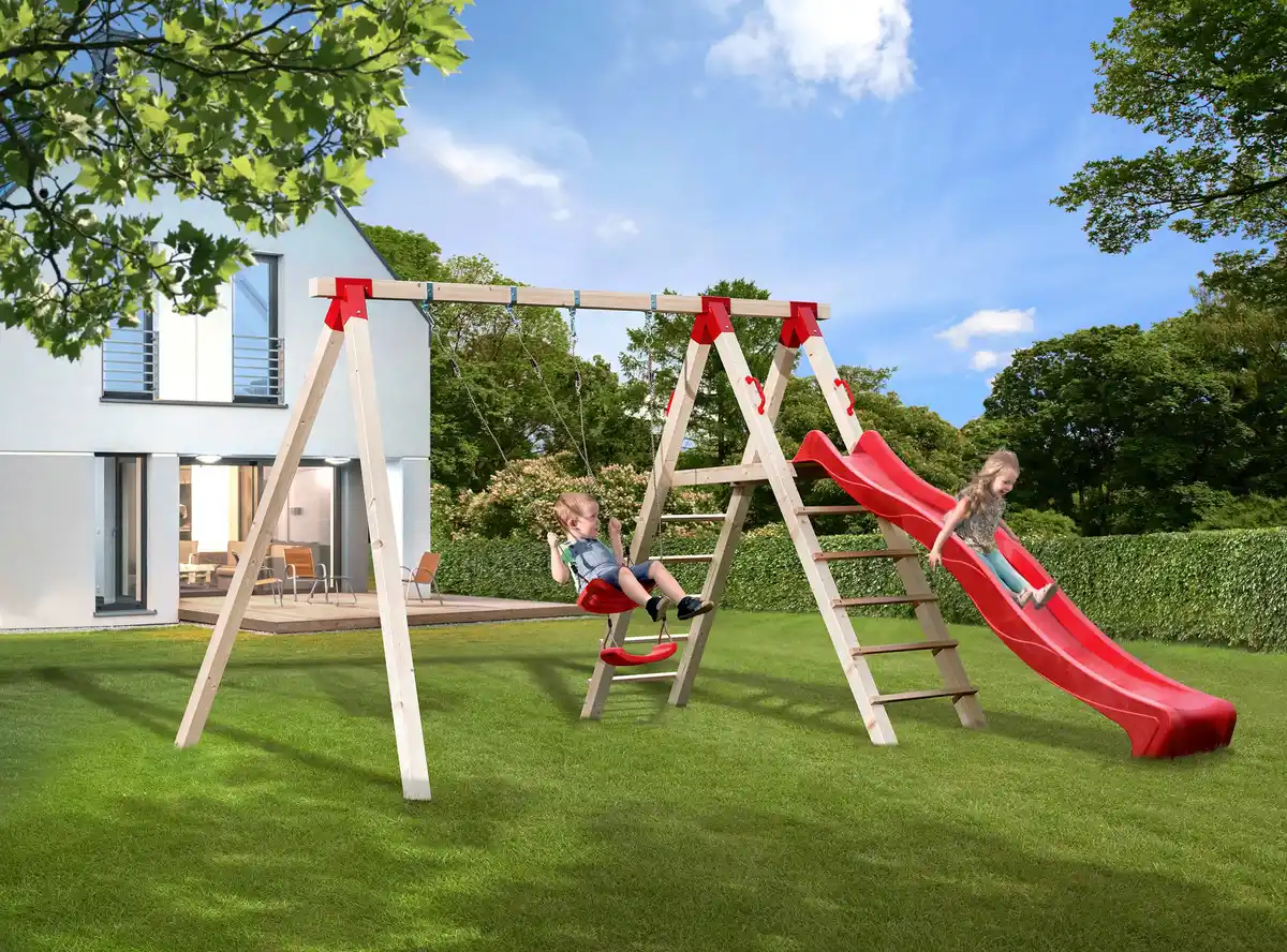 Bild 1 von Weka Doppelschaukel Tabaluga mit Podest & Rutsche