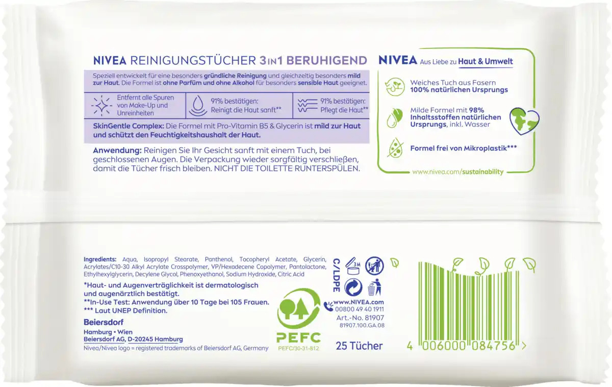 Bild 2 von NIVEA 3in1 Reinigungstücher Beruhigend