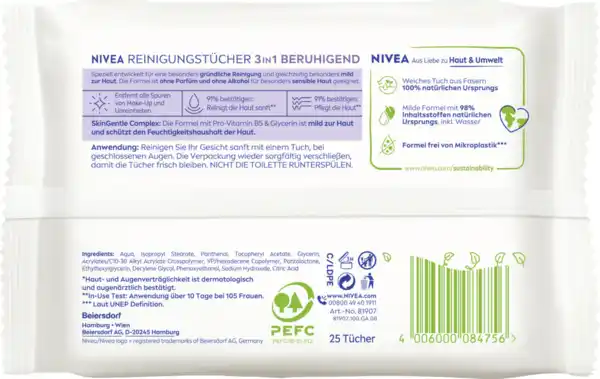 Bild 2 von NIVEA 3in1 Reinigungstücher Beruhigend