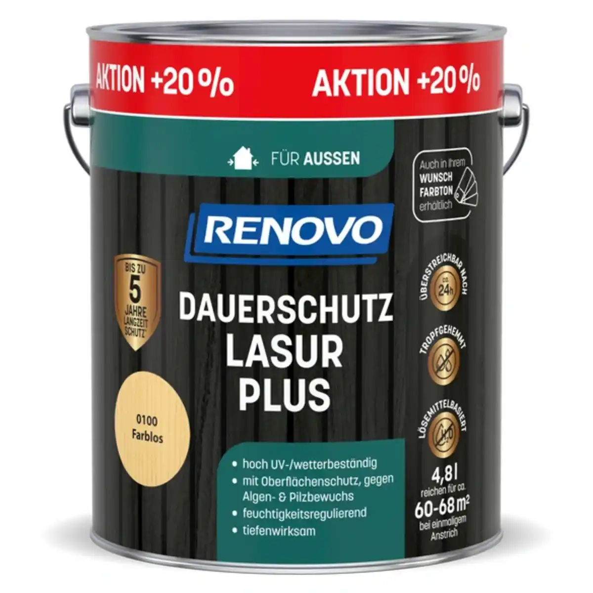 Bild 1 von RENOVO Dauerschutzlasur, 4,8 l, farblos