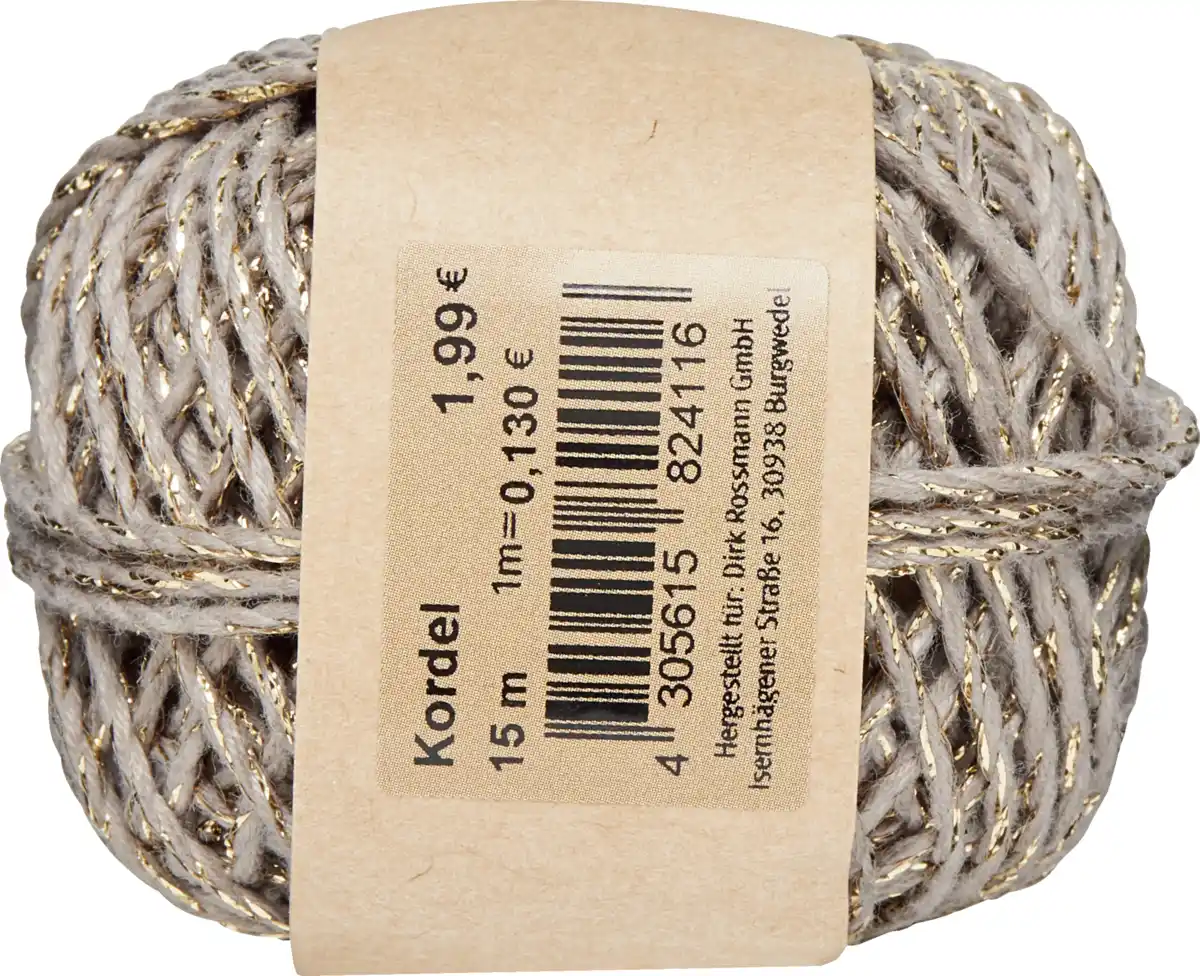 Bild 1 von DEKOWELT Kordel mit Gold, 15 m