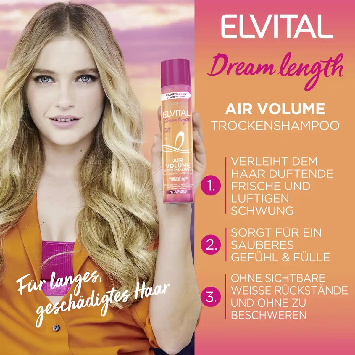 Bild 3 von L’Oréal Paris Elvital Trockenshampoo Dream Length Air Volume, 200 ml