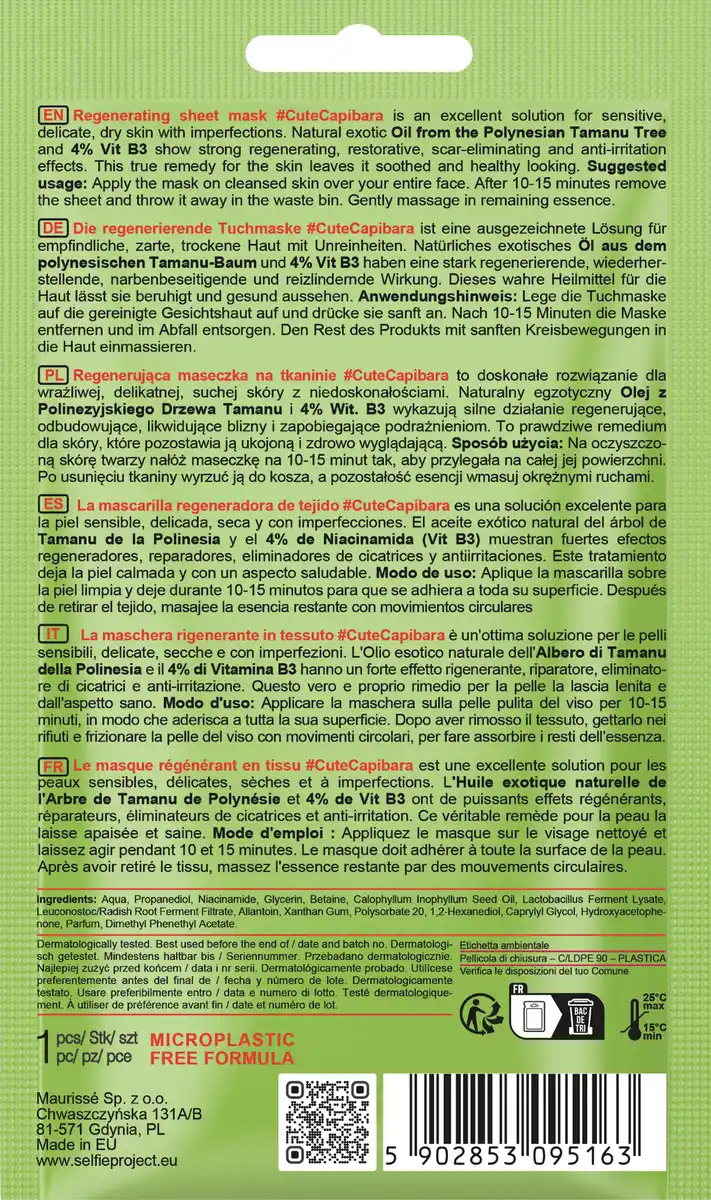 Bild 2 von Selfie Project Regenerierende Tuchmaske #CuteCapibara