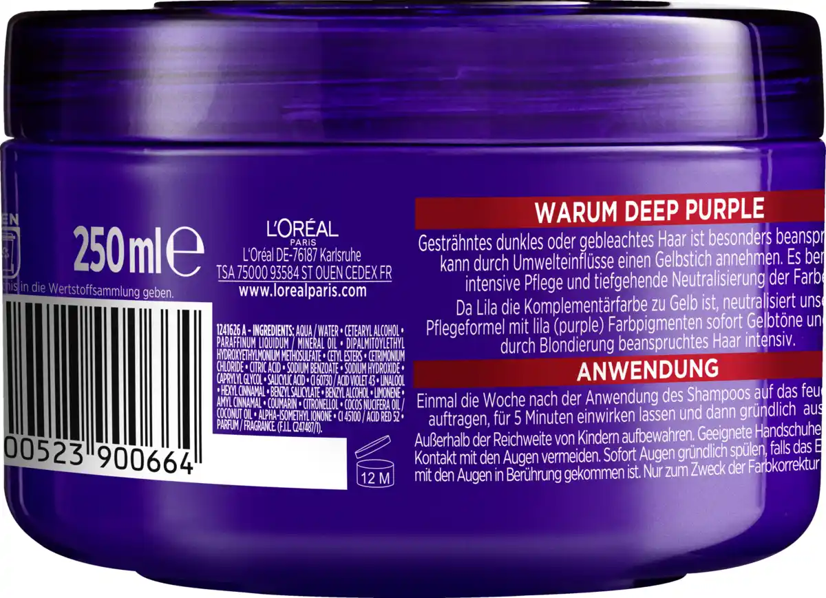 Bild 2 von L’Oréal Paris Elvital Color Glanz Deep Purple Mask 250ml, 250 ml