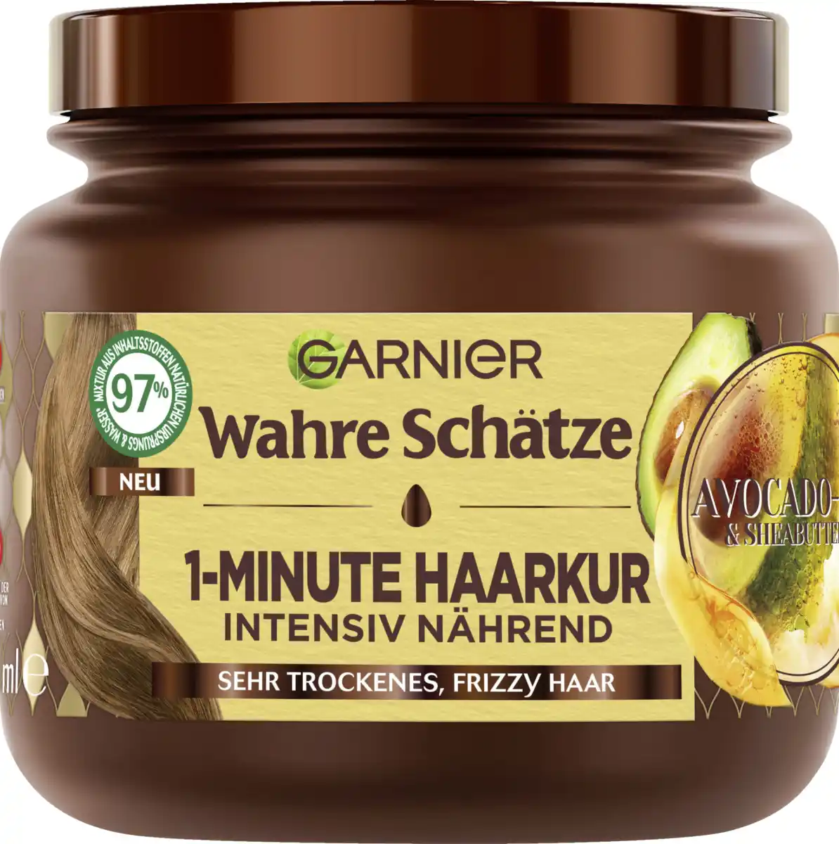 Bild 1 von Garnier Wahre Schätze Haarkur 1-Minute Avocado-Öl & Sheabutter Sehr Trockenes & Frizzy Hair, 340 ml