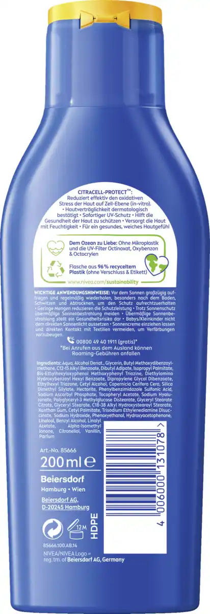 Bild 2 von NIVEA SUN Schutz & Pflege Sonnenmilch LSF 50+, 200 ml