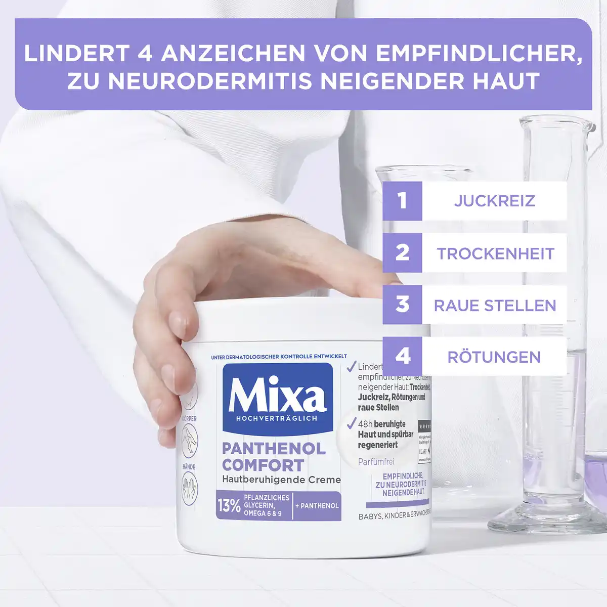 Bild 4 von Mixa Pflegecreme Panthenol Comfort Hautberuhigend Empfindliche Haut, 400 ml