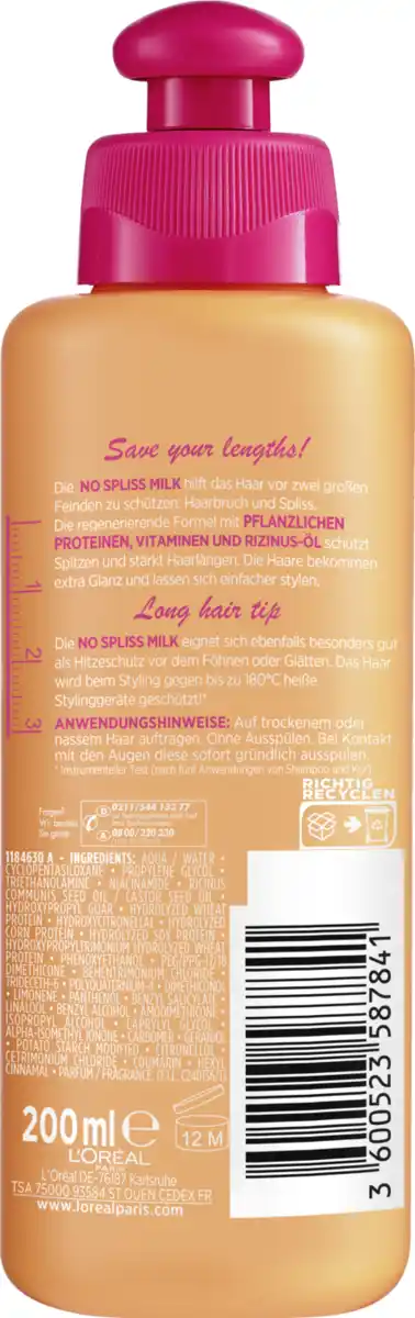 Bild 2 von L’Oréal Paris Elvital Dream Length No Spliss Milk, 200 ml